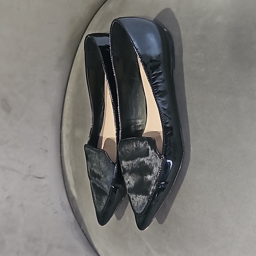 Dune London, patent and piny hair flats